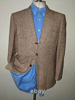 1940s 1950s 40R Vintage Harris Tweed Scotland Green Red Blazer Sport Coat Jacket