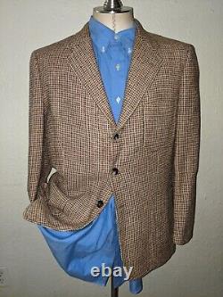 1940s 1950s 40R Vintage Harris Tweed Scotland Green Red Blazer Sport Coat Jacket