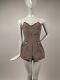 1950's Brown And White Check Bathing Suit By Catalina