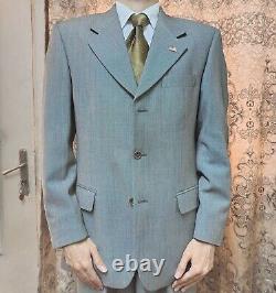 1970s vintage handtailored bespoke classic all worsted Italian Birdseye suit 38R