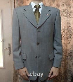 1970s vintage handtailored bespoke classic all worsted Italian Birdseye suit 38R