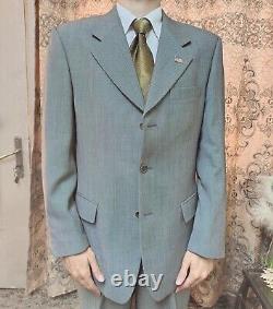 1970s vintage handtailored bespoke classic all worsted Italian Birdseye suit 38R