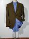 38r 50s Vintage Bespoke Brown Black Tweed Brass Buttons Blazer Jacket Sport Coat