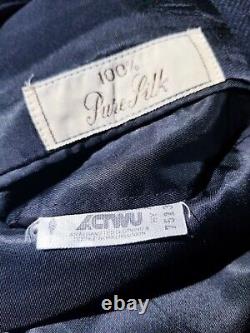 42R Vtg BROOKS BROTHERS black 100% SILK tweed check Hopsack Blazer Jacket Coat