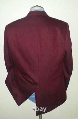 44R Vintage Black PINK Micro Check Tweed Sport Coat Blazer Silk WOOL Jacket