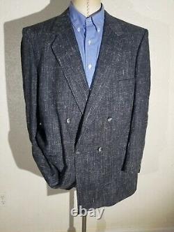 52L Vintage Adolfo iconic Double Breasted hairy wool tweed Jacket Blazer coat