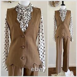 60s Prior Denver 3pc Western Suit Polka Dot Pearl Snap Ruffle Side Zip Pants VTG