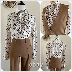 60s Prior Denver 3pc Western Suit Polka Dot Pearl Snap Ruffle Side Zip Pants VTG