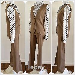 60s Prior Denver 3pc Western Suit Polka Dot Pearl Snap Ruffle Side Zip Pants VTG