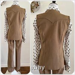 60s Prior Denver 3pc Western Suit Polka Dot Pearl Snap Ruffle Side Zip Pants VTG