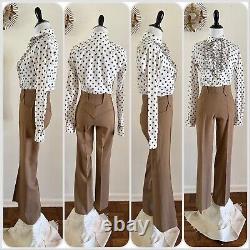 60s Prior Denver 3pc Western Suit Polka Dot Pearl Snap Ruffle Side Zip Pants VTG