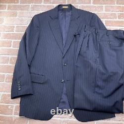 Brooks Brothers 1818 Suit Men 42L Blue Stripe Madison Estrato Trabaldo Togna