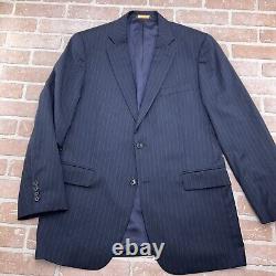 Brooks Brothers 1818 Suit Men 42L Blue Stripe Madison Estrato Trabaldo Togna