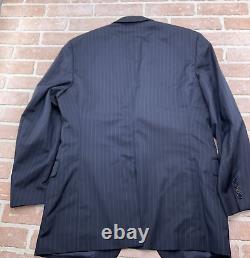 Brooks Brothers 1818 Suit Men 42L Blue Stripe Madison Estrato Trabaldo Togna