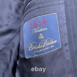 Brooks Brothers 1818 Suit Men 42L Blue Stripe Madison Estrato Trabaldo Togna