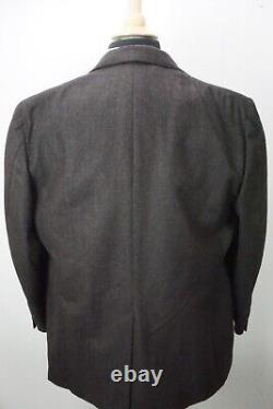 Brooks Brothers VINTAGE Gray Herringbone Flannel 3 Pc Suit Jacket Pants Vest 48