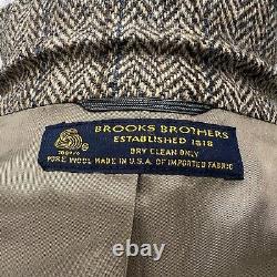 Brooks Brothers VTG Mens Sz 44R Brown Herringbone Tweed Sport Coat Blazer Jacket