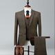 Brown Plaid Men 3 Piece Suit Vintage Tweed Check Party Prom Tuxedo Wedding Suit