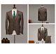 Brown Plaid Men Tweed Suit Vintage Party Prom Groom Tuxedo Wedding Suits Custom