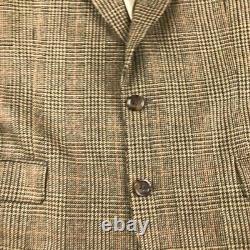 Burberry Blazer Mens 42 Regular Brown Wool Plaid Shoulder Pads Button Up Coat