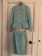 Chanel Vintage 2 Piece Tweed Skirt And Jacket Suit Mint Green Cc Logo Uk 8