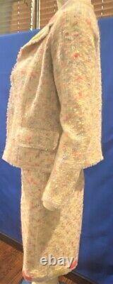 Chanel Pastel Tweed Jacket and Skirt Suit Vintage 2004 Fall Size 42
