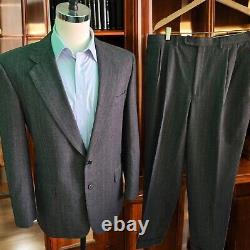 Chester Barrie Suit 42R 34x29 Hand Tailored Savile Row Flannel 52uk Saks Vintage