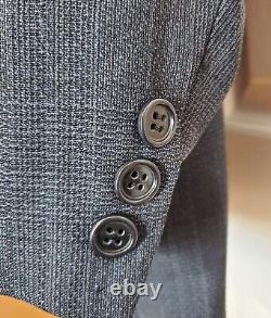 Christian Dior Vtg Dark Gray Plaid Wool Double Breasted Suit Blazer-sz 40r