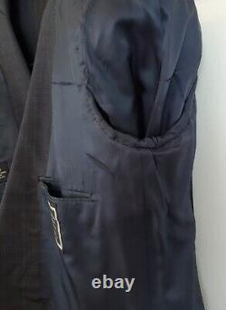 Christian Dior Vtg Dark Gray Plaid Wool Double Breasted Suit Blazer-sz 40r