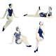 Delamere Design Bathing Beauties Set Of 4 In Navy And White Suits