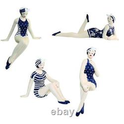 Delamere Design Bathing Beauties Set of 4 in Navy and White Suits