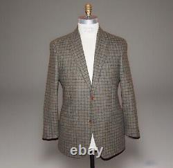 ETRO Men's 42 S Wool Tweed Blazer Jacket Olive Green Check Made in Italy Milano