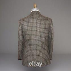 ETRO Men's 42 S Wool Tweed Blazer Jacket Olive Green Check Made in Italy Milano