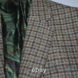 ETRO Men's 42 S Wool Tweed Blazer Jacket Olive Green Check Made in Italy Milano