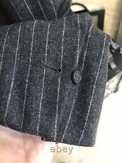FIORAVANTI men's vintage bespoke suit gray withwhite brushstroke 44L