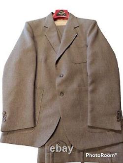 Farah Mens 3pc Suit Vintage Disco Brown Tweed GREAT! SIZE 40R