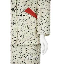 GEOFFREY BEENE Vintage Off-White Wool Suit with Raised Black Dots SIZE 8