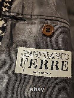Gianfranco Ferre Men's Houndstooth Wool Cashmere Blend Blazer Jacket IT 52 US 42