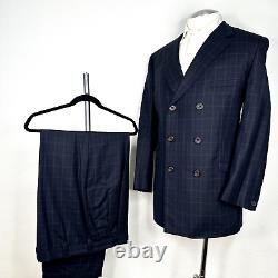 Gianni Versace Couture 1990's Dbl Breasted 100% Wool Blue Plaid Suit 46 56 34x31