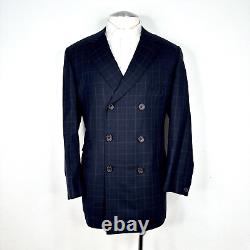 Gianni Versace Couture 1990's Dbl Breasted 100% Wool Blue Plaid Suit 46 56 34x31