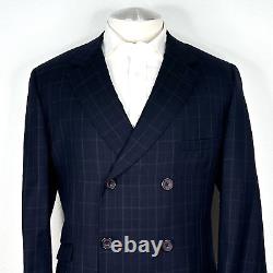 Gianni Versace Couture 1990's Dbl Breasted 100% Wool Blue Plaid Suit 46 56 34x31