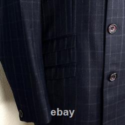 Gianni Versace Couture 1990's Dbl Breasted 100% Wool Blue Plaid Suit 46 56 34x31