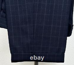 Gianni Versace Couture 1990's Dbl Breasted 100% Wool Blue Plaid Suit 46 56 34x31