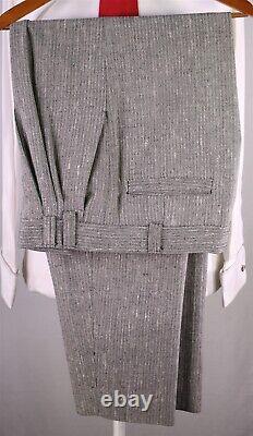 Gianni Versace Vintage 1990's Black/White Herringbone Tweed Wool 1-Btn Suit 40R