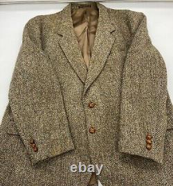 HARRIS TWEED Jacket Mens Brown Herringbone Blazer Scottish Wool Made In Britain