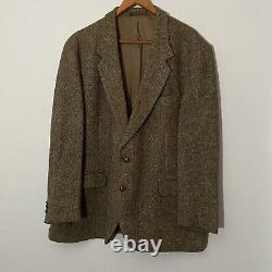 HARRIS TWEED Jacket Mens Brown Herringbone Blazer Scottish Wool Made In Britain