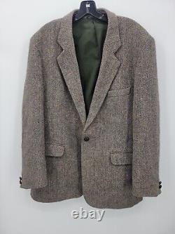 Harris Tweed Sport Coat Mens 42R Brown Scottish Wool Jacket Blazer USA Vintage