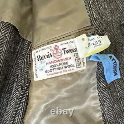 Harris Tweed VTG Men's 100% Blazer Sport Coat Jacket 42 L Brown Wool Two Button