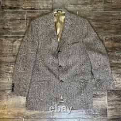 Harris Tweed VTG Men's 100% Blazer Sport Coat Jacket 42 L Brown Wool Two Button