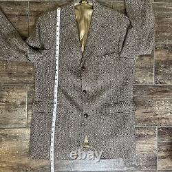 Harris Tweed VTG Men's 100% Blazer Sport Coat Jacket 42 L Brown Wool Two Button